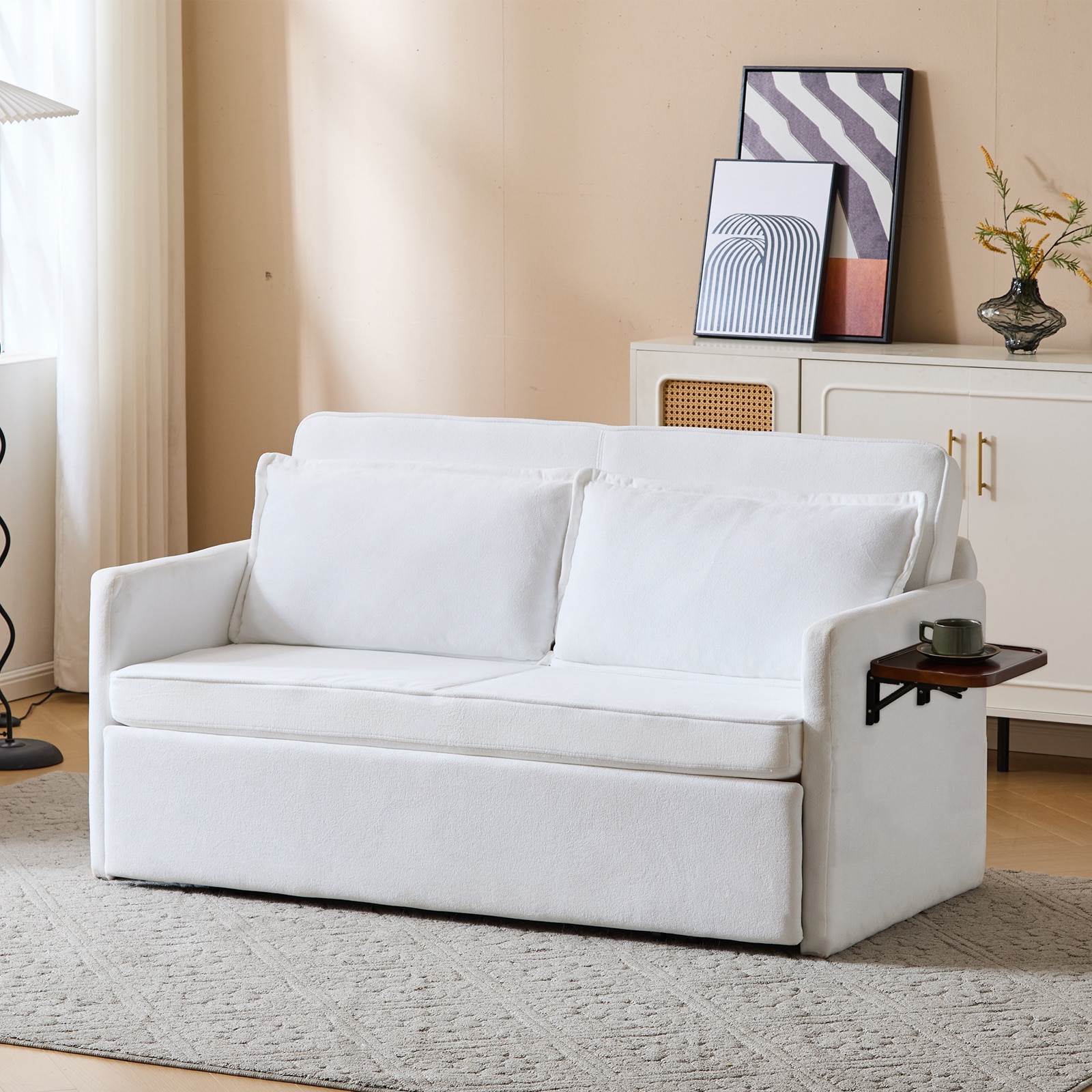 Adult Sleeper Chair Bed, 3-in-1 Convertible Sofa Chair Bed Pull-out Sofa Bed, Convenient Folding Tray Table with USB and Type-C Charging Ports Modern Loveseat for Living Room,WHITE,Fabric Adult Sleeper Chair Bed, 3-in-1 Convertible Sofa Chair Bed Pull-out Sofa Bed, Convenient Folding Tray Table with USB and Type-C Charging Ports Modern Loveseat for Living Room,WHITE,Fabric